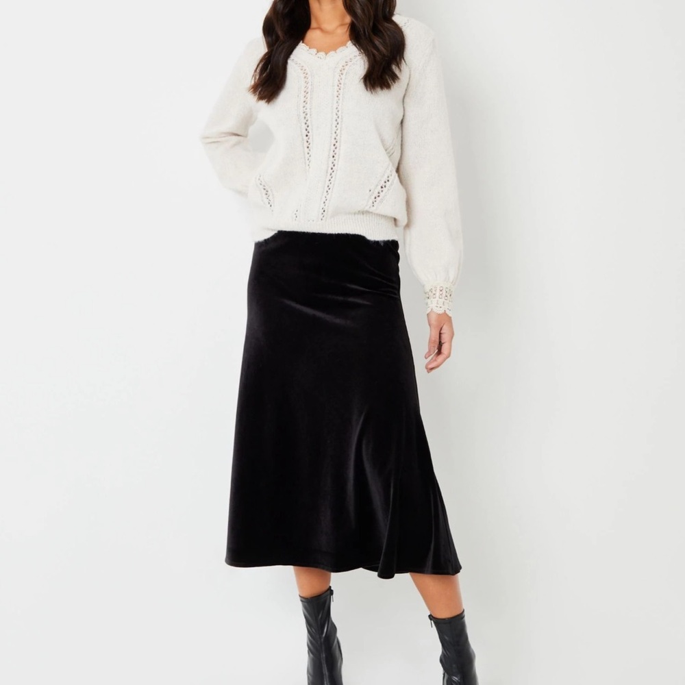 Crushed Velvet Midi Skirt